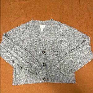 H&M Light Gray Cable Knit Cardigan